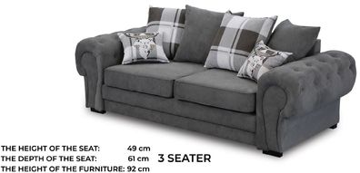 Dreisitzer Couch Polster Möbel Samt Couch Stoff Sofa 224cm Couchen
