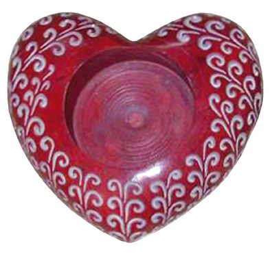 Teelicht "Herz" Speckstein rot 6cm