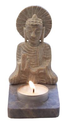 Teelicht "Buddha" Speckstein 6x10x12cm