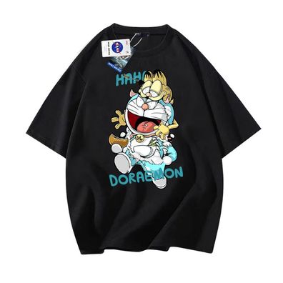 Herren Damen T-shirt Garfield Tee Periphery Anime Doraemon Top Freizeit Jersey