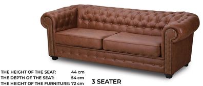 Dreisitzer Couch Textil Braun Sofa Polster Möbel Einrichtung Sofas Couchen