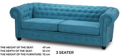 Dreisitzer Couch Textil Turkis Sofa Polster Möbel Einrichtung Sofas Couchen