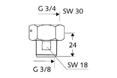 SCHELL Wasserzähler-Verschraubung Plombiervorr., 3/8" Abgang, 3/4"IG, chrom 26053