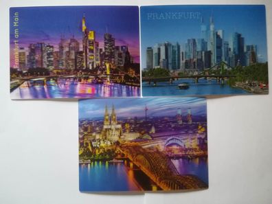 3 D Ansichtskarte Frankfurt o. Köln Postkarte Wackelkarte Hologrammkarte Dom Skyline