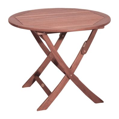 Gartentisch rund Eukalyptus Holz massiv - 90 cm - Balkon Beistell Klapp Bistro Tisch
