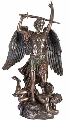 Engelfigur Erzengel St. Michael kämpft gegen Dämon Engel Skulptur