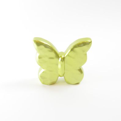 Schmetterling Dekofigur aus Keramik hellgrün metallic H 9 cm