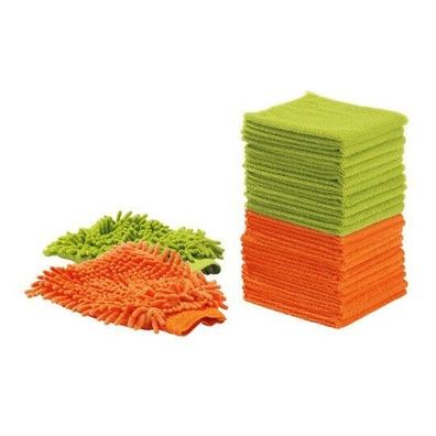 Mr. Maxx Microfaser Mikrofaser Reinigungs Tücher Tuch Set orange / grün 22tlg.