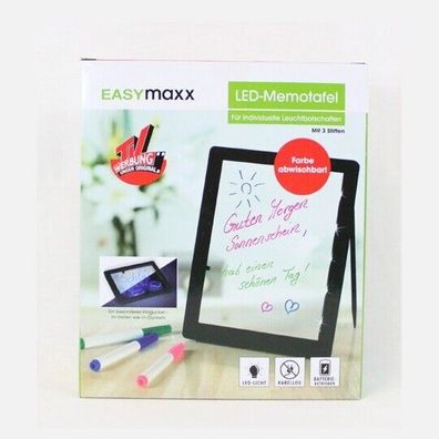Easymaxx LED-Memotafel Schreibtafel beleuchtet kabellos inkl. 3 Stifte neu