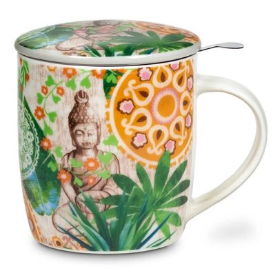 Teetasse mit Sieb und Deckel Buddha Paradies -- 400ml