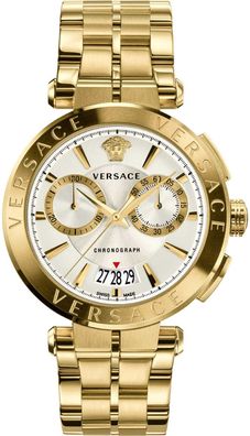 Versace VE1D00419 Aion Chronograph silber gold Edelstahl Armband Uhr Herren NEU