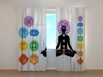 Fotogardine Yoga, Fotovorhang mit Motiv, Digitaldruck, auf Maß