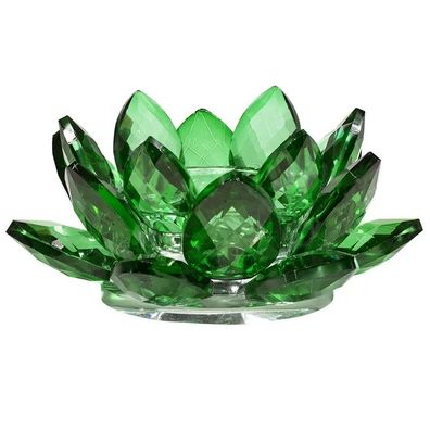 Lotus Kerzenhalter Kristall grün -- 4.5x11 cm