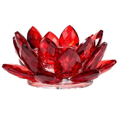 Lotus Kerzenhalter Kristall rot -- 4.5x11 cm