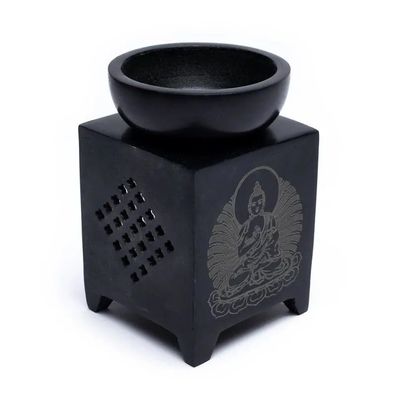 Duftlampe Speckstein Buddha -- 11 cm