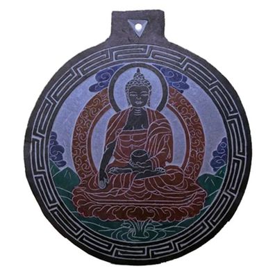 Tonschiefer Relief Buddha -- 17.5 cm