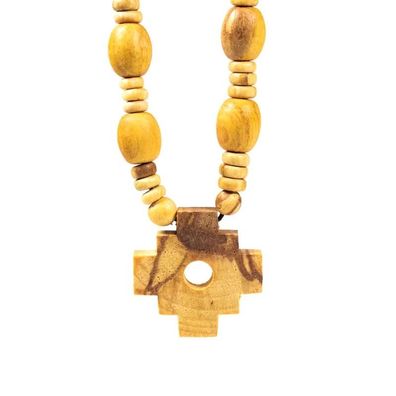 Palo Santo Schamanen Halskette mit Inka Kreuz -- 1.4 cm
