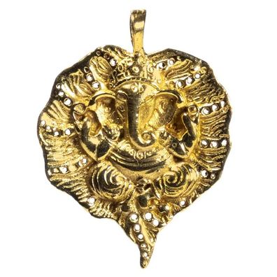 Anhänger Ganesha Blatt goldfarben -- 4cm