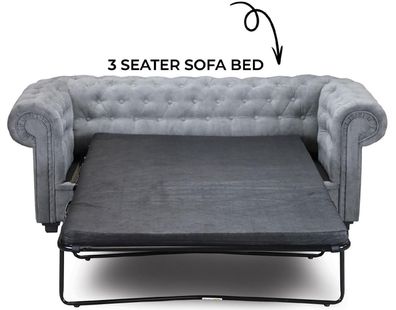 Chesterfield Sofa mit Bettfunktion Bengalisches Klappbett Couch Schlafsofa