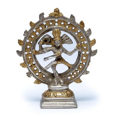 Shiva Nataraja Messing doppelter Ring 2farbig -- 420 g; 15 c