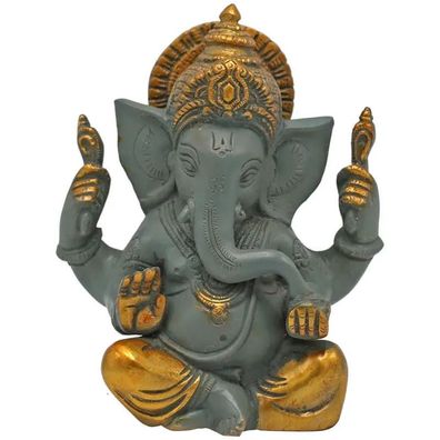 Ganesha grau mit goldfarbigem Finishing -- 1380 g; 14 cm