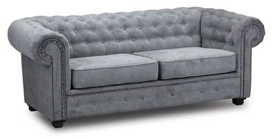 Graue Chesterfield Couch Polster Möbel Zweisitzer Couchen Sofas Stoff Textil