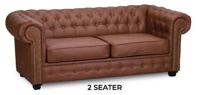 Braune Chesterfield Couch Polster Möbel Zweisitzer Couchen Sofas Stoff Textil