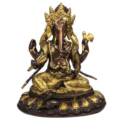 Ganesha auf Lotus Messing 2-farbig -- 1870 g; 20 cm