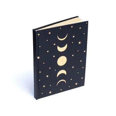 Notizbuch Mondphasen & Sterne schwarz -- 15x21cm