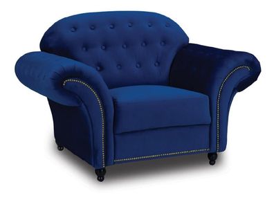 Blauer Sessel Chesterfield Einsitzer Couch Sofa Blau Lehnstuhl Möbel