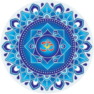 Fensterbild Mandala Om Blau -- 14 cm