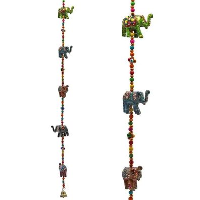 Dekorative Girlande mit Elefanten aus Holz -- 80 cm