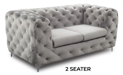 Chesterfield Sitz Stoff Textil Couch Zweisitzer Sofa 2 Sitz Design Sofas