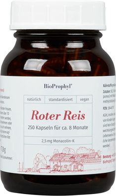 BioProphyl® Roter Reis 2,5 mg | Monacolin-K aus Monascus Purpureus | 250 Kapseln