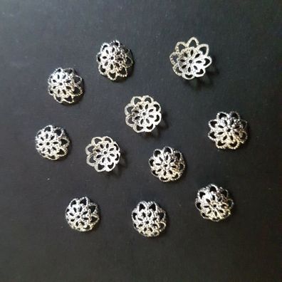 100 Perlenkappen Perlkappen Spacer Endkappen Farbe Silber 10mm Schmuck basteln