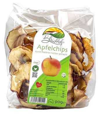 Bleichhof Apfelchips Classic, vegane Trockenfrüchte, 10er Pack (10x 90g)