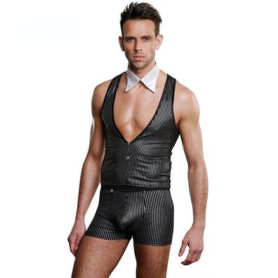 Herren 3er Set Wetlook Outfits Erotische Nachtwäsche Gladiator Cosplay Clubwear