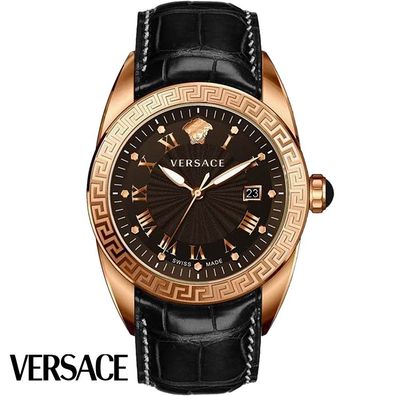 Versace VFE080013 V-Sport II braun roségold schwarz Leder Herren Uhr NEU