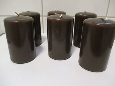 12 Stück Stumpenkerzen 100/60mm Farbe chocolate