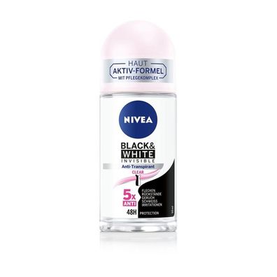 Nivea Black & White Invisible Clear Deo Roll-On, 50ml