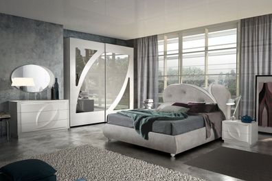 Italienisches Schlafzimmer Set Magnolia in Weiß / Grau