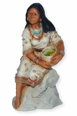 Indianerfigur Indianerfrau Indianerprinzessin Pocahontas H 12,5 cm sitzend