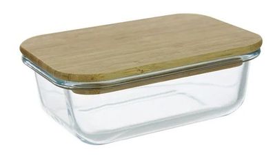 SustaniaTORINO Frischhaltedose aus Glas Bambusdeckel ca. 14,6 x 10,5 x 5,4 cm ca. ...