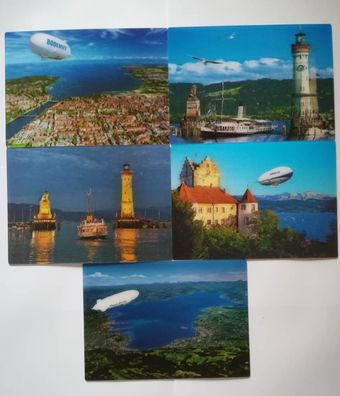 3 D Ansichtskarte Bodensee Zeppelin Schiff Postkarte Wackelkarte Hologrammkarte