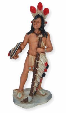 Indianerfigur Indianer Krieger Four Paws Skulptur H 18 cm stehend mit Speer