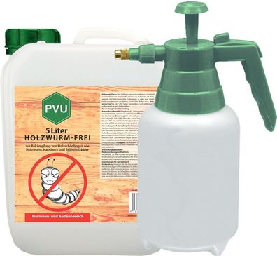 PVU 5L + 2L Sprüher Anti Holzwurm Spray Mittel Abwehr Gift Insekten Bekämpfen frei
