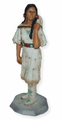 Indianerfigur Indianerfrau Squaw Sacajawea auch Vogelfrau H 14,5 cm stehend