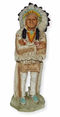 Indianerfigur Sioux Häuptling Medizinmann Skulptur Sitting Bull H 16 cm stehend