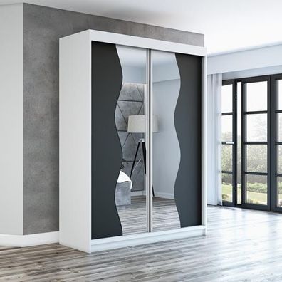 Schwebetürenschrank Kleiderschrank RIMA 160 cm Garderobe mit Spiegel!