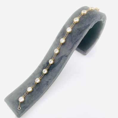 Damen-Armband 2-reihig aus 585 Gold 14 K mit weiße Steine
